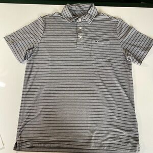 Vineyard Vines Gray & White Striped Polo Shirt Size XL/18 Kids